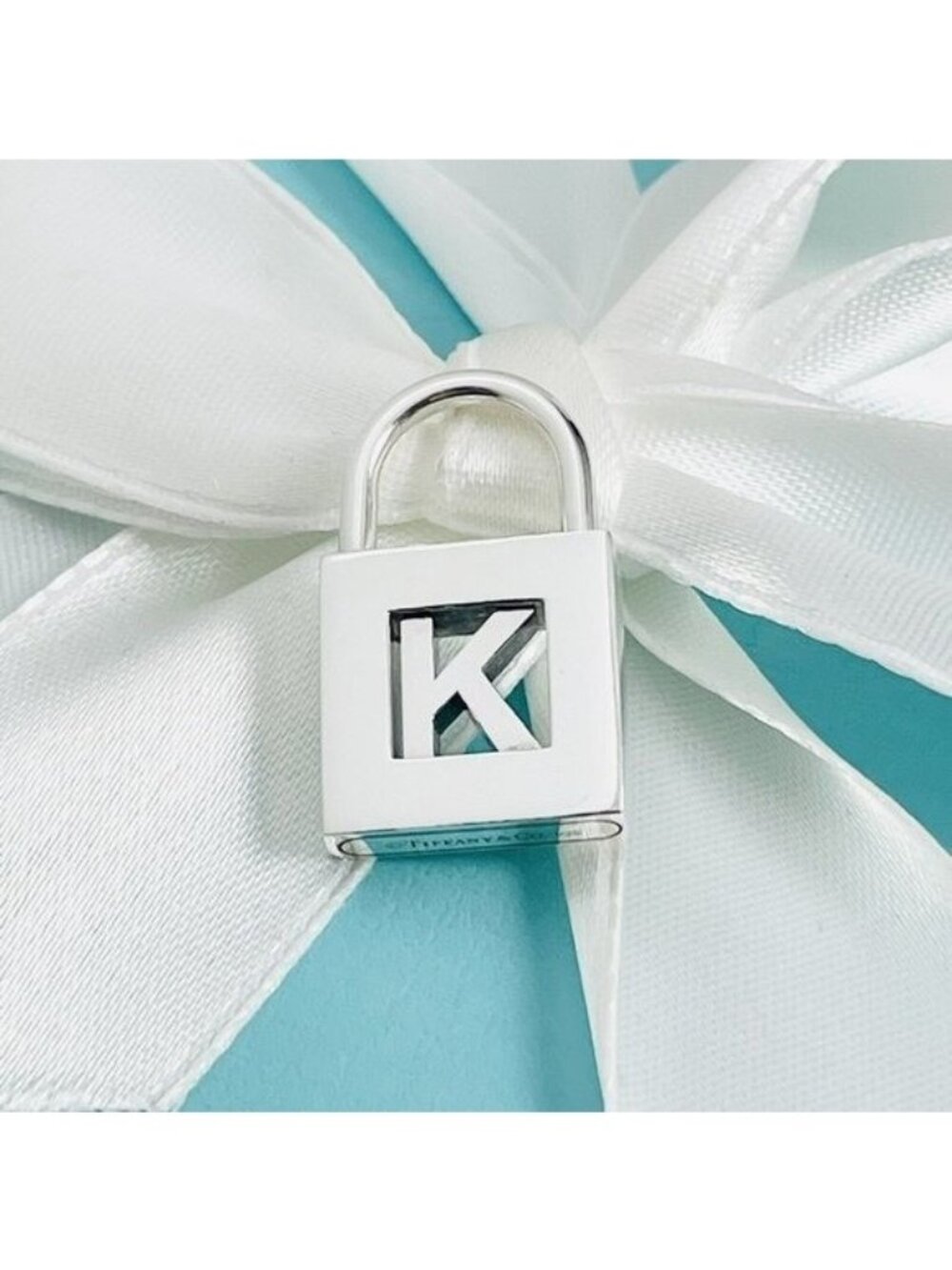 Tiffany & Co Letter K Alphabet Initial Padlock Charm Pendant in Sterling Silver
